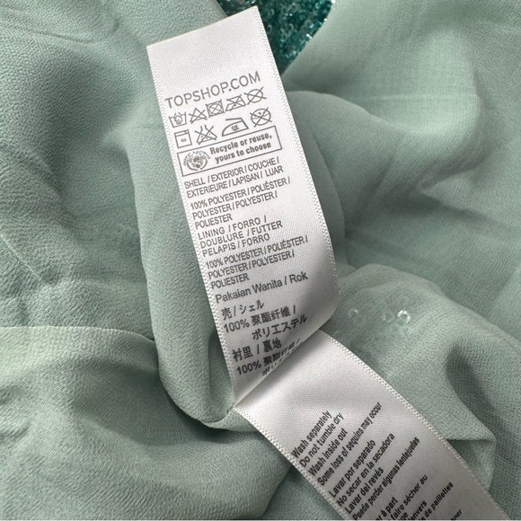 Top Shop Sequin Midi Skirt Size 6 NWT Turquoise Aqua Cocktail Party Boho Glam - Picture 11 of 13